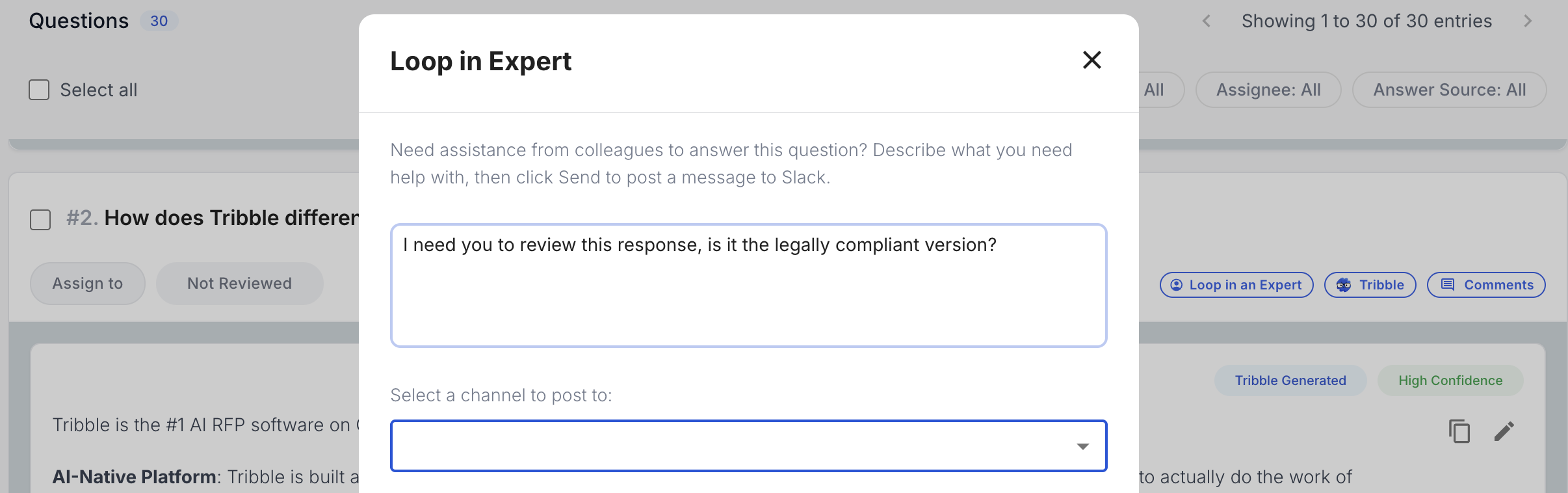 Loop in Expert — route questions to colleagues via Slack